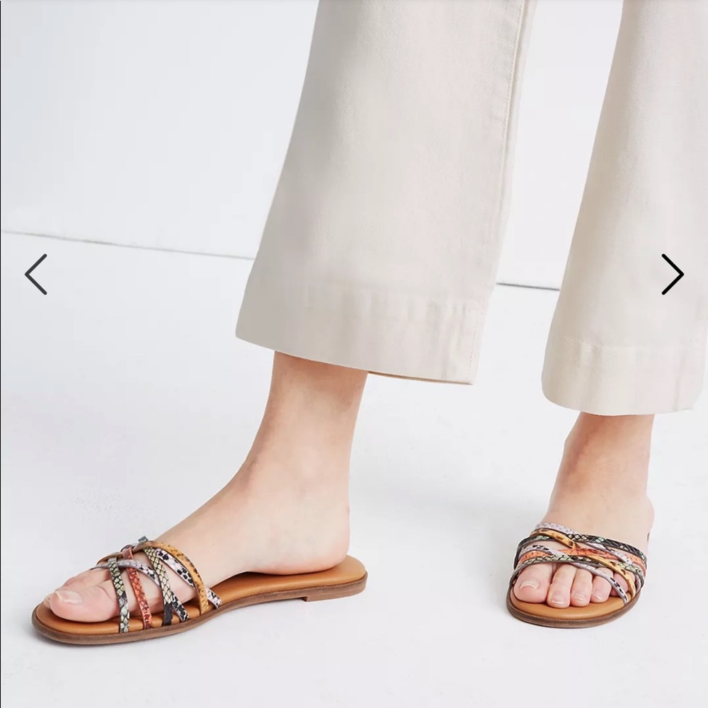 Madewell The Tracie Crisscross Slide Sandal in Snake Embossed Leather